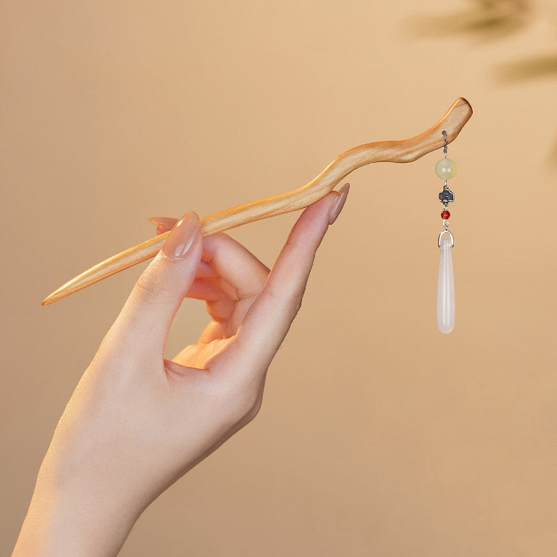 Peachwood Flowing Arc Hair Stick