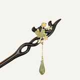Black Wood Jade Blossom Butterfly Hair Stick