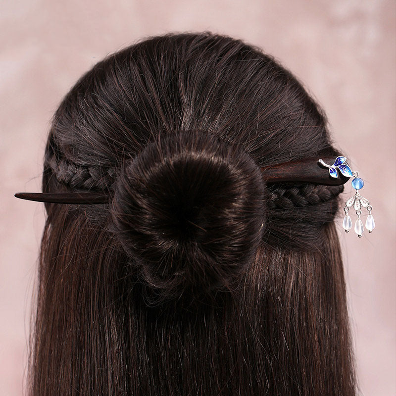 Agate Leaf Tassel Hair Stick