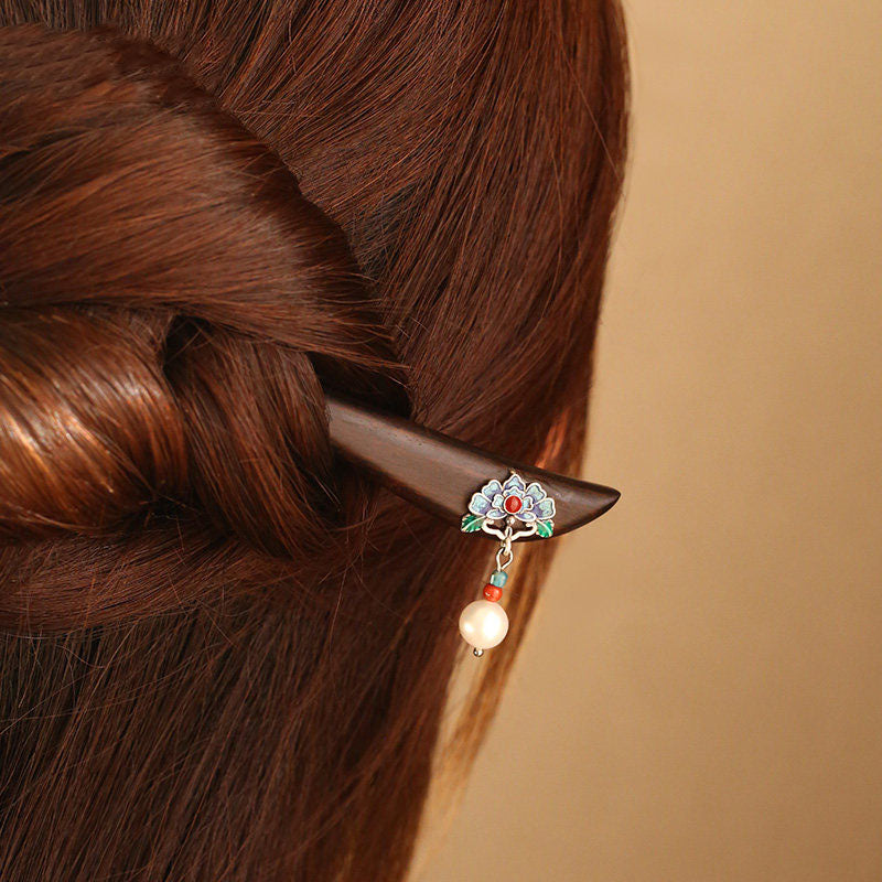 Blue Petal Drop Hair Stick