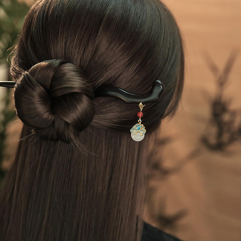 Ebony Oriental Dangle Hair Stick
