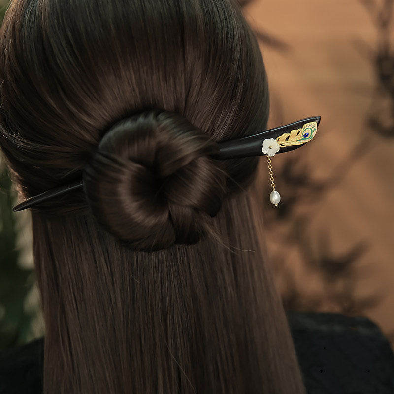 Peacock Feather Hair Stick