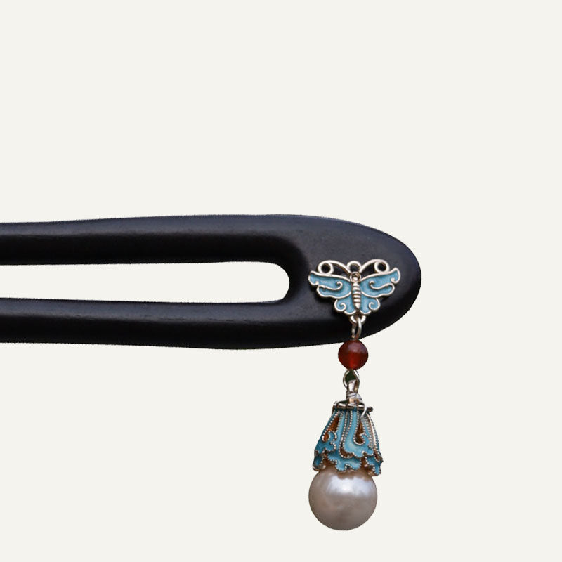 Azure Butterfly Hair Stick