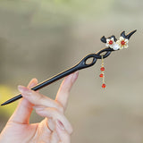 Floral Pearl Red Agate Hair Stick