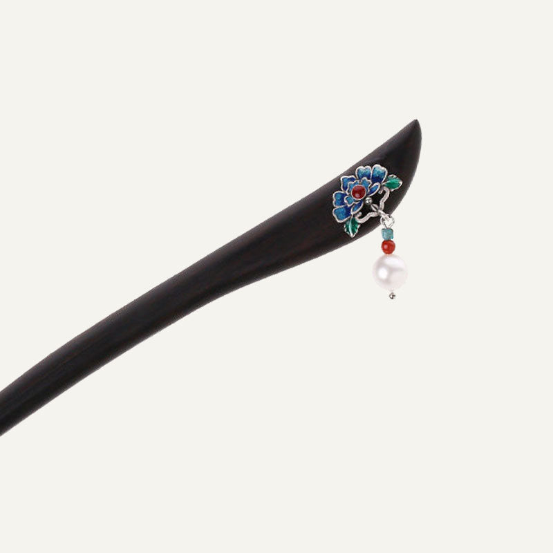 Blue Petal Drop Hair Stick