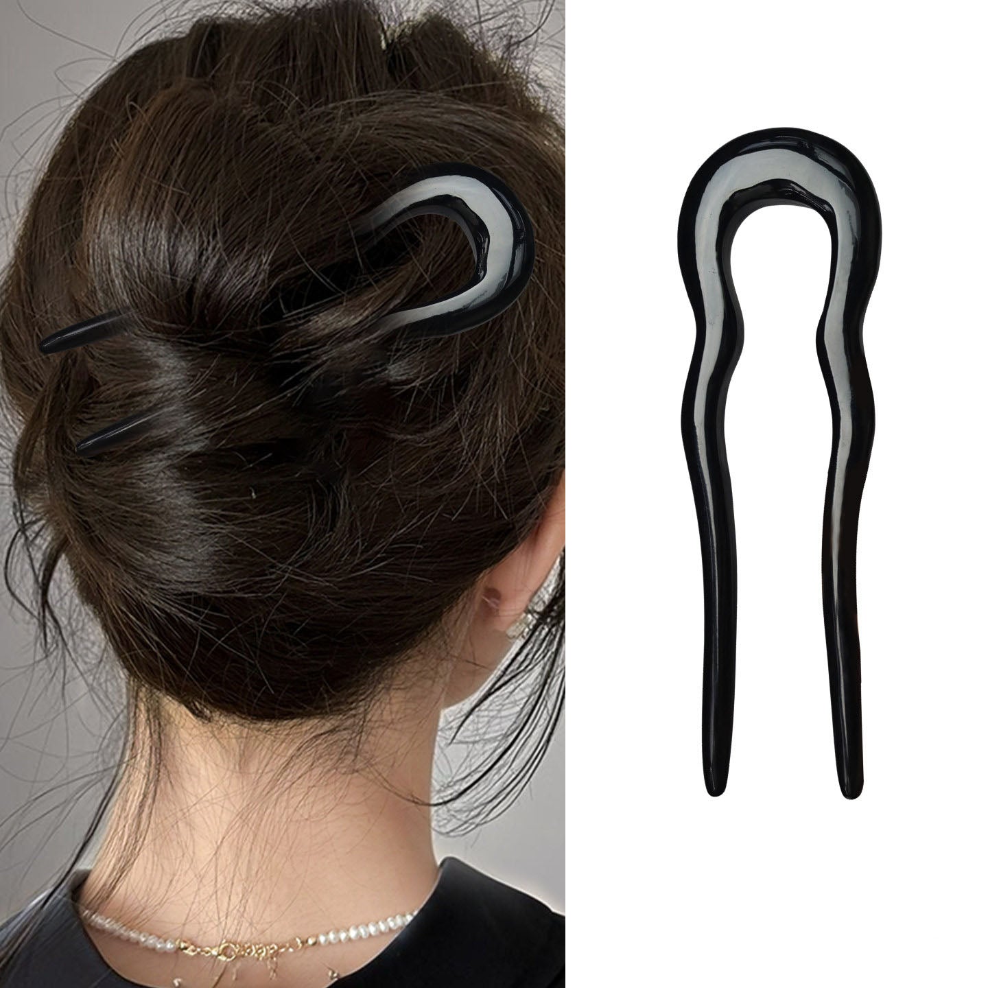 Obsidian Curve Horn Hair Stick