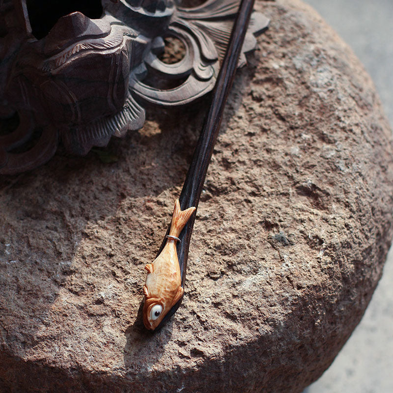 Obsidian Fish Hair Stick