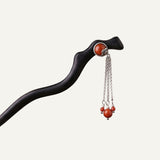Crimson Chain Flow Hair Stick
