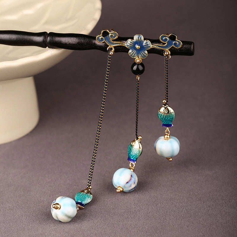 Porcelain Dangle Hair Stick