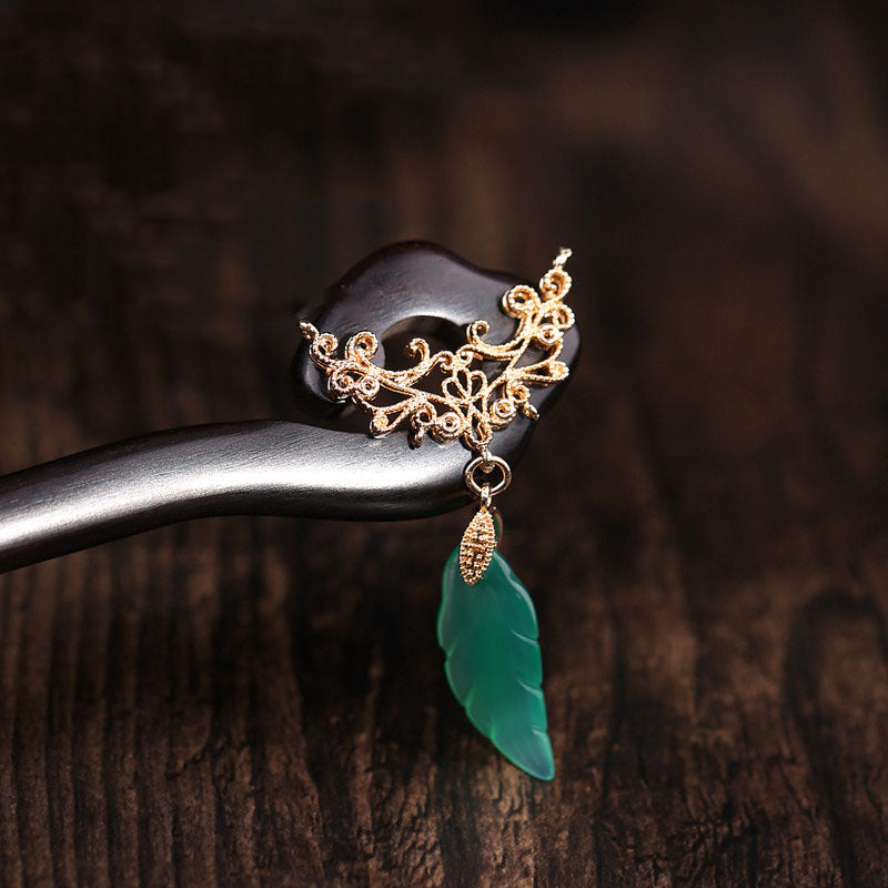 Emerald Tone Agate Hair Stick