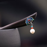 Blue Petal Drop Hair Stick