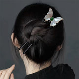 Green Jade Butterfly Hair Stick