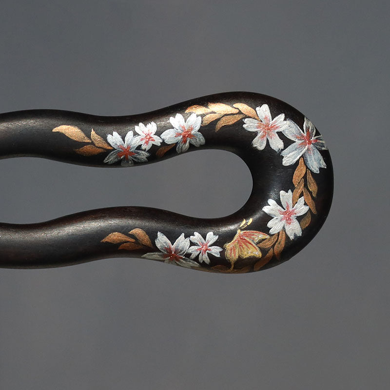 Hand-Painted Floral Hair Stick