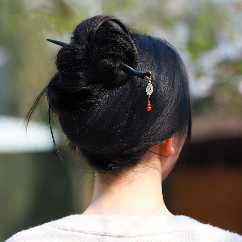 Ebony Red Agate Hair Stick