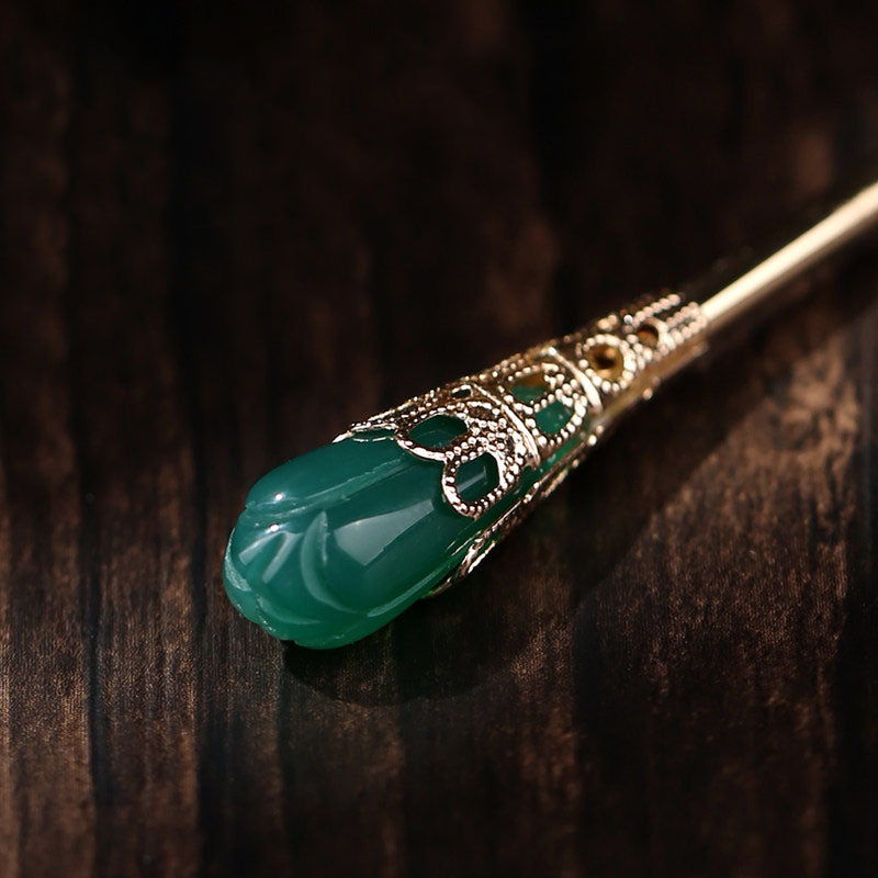 Green Magnolia Hair Stick