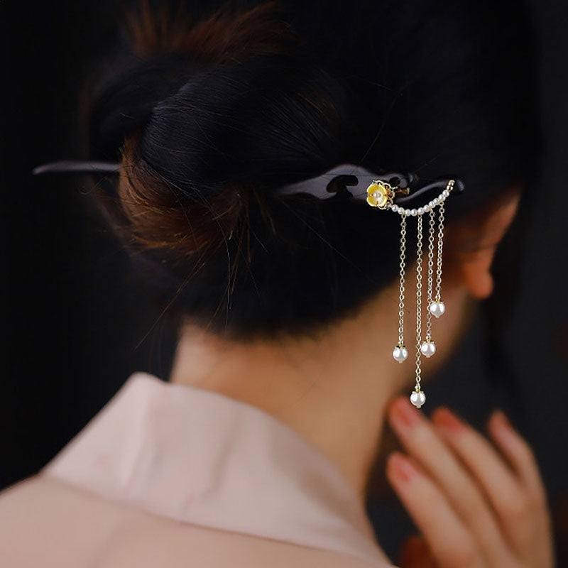 Floral Pearl Drop Hair Stick