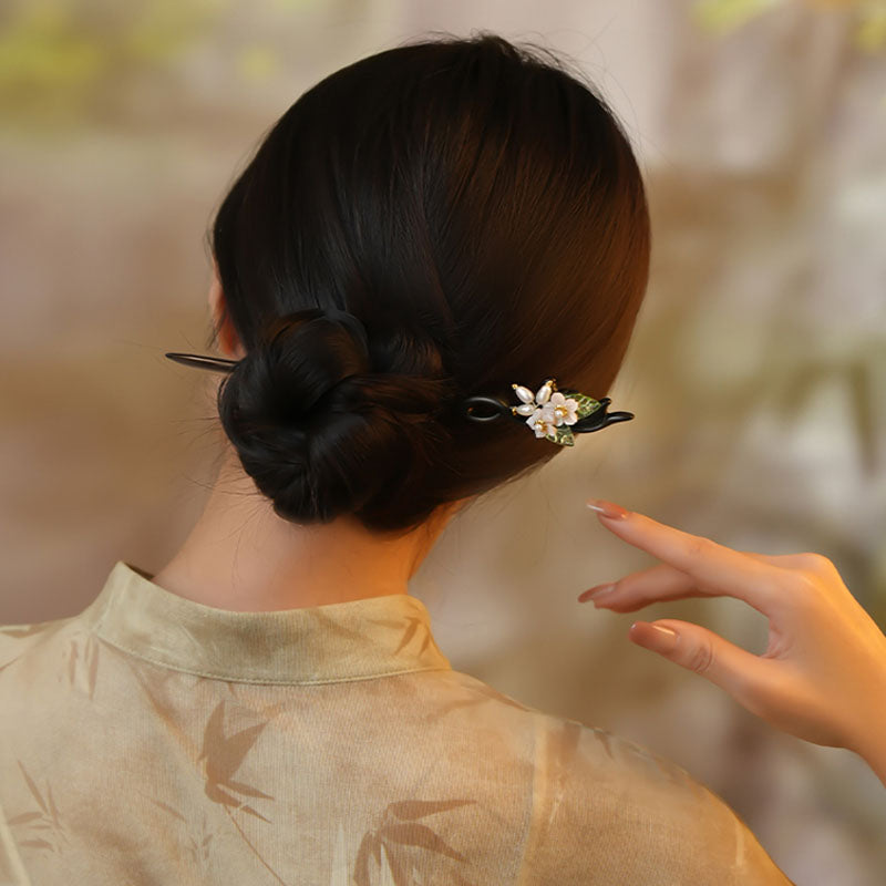 Nacre Peach Flower Hair Stick