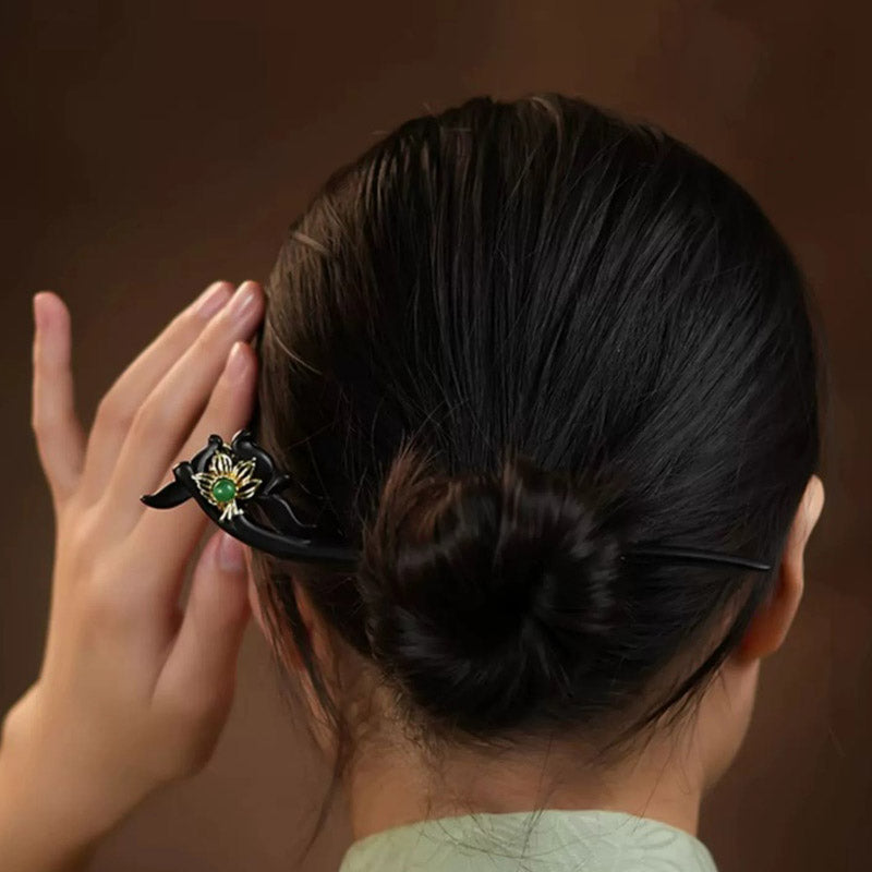 Ebony Lotus Petal Hair Stick