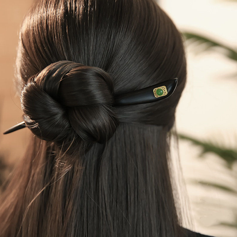 Verdant Inlay Ebony Hair Stick