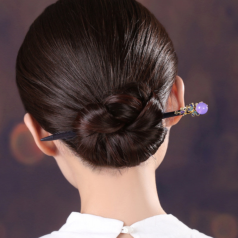 Violet Jade Butterfly Hair Stick