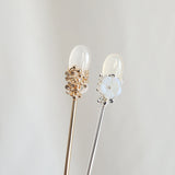 White Agate Bloom Hair Stick