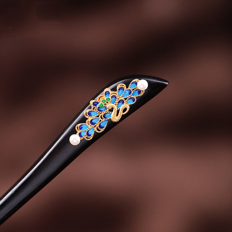 Ornate Peacock Hair Stick