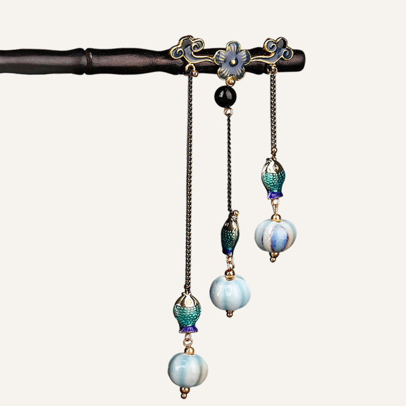 Porcelain Dangle Hair Stick