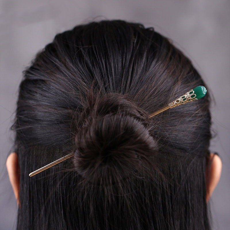 Green Magnolia Hair Stick