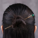 Green Magnolia Hair Stick