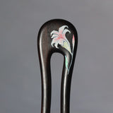 Painted Lily Wood Hair Stick