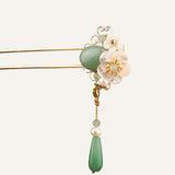 Misty Jade Flower Hair Stick