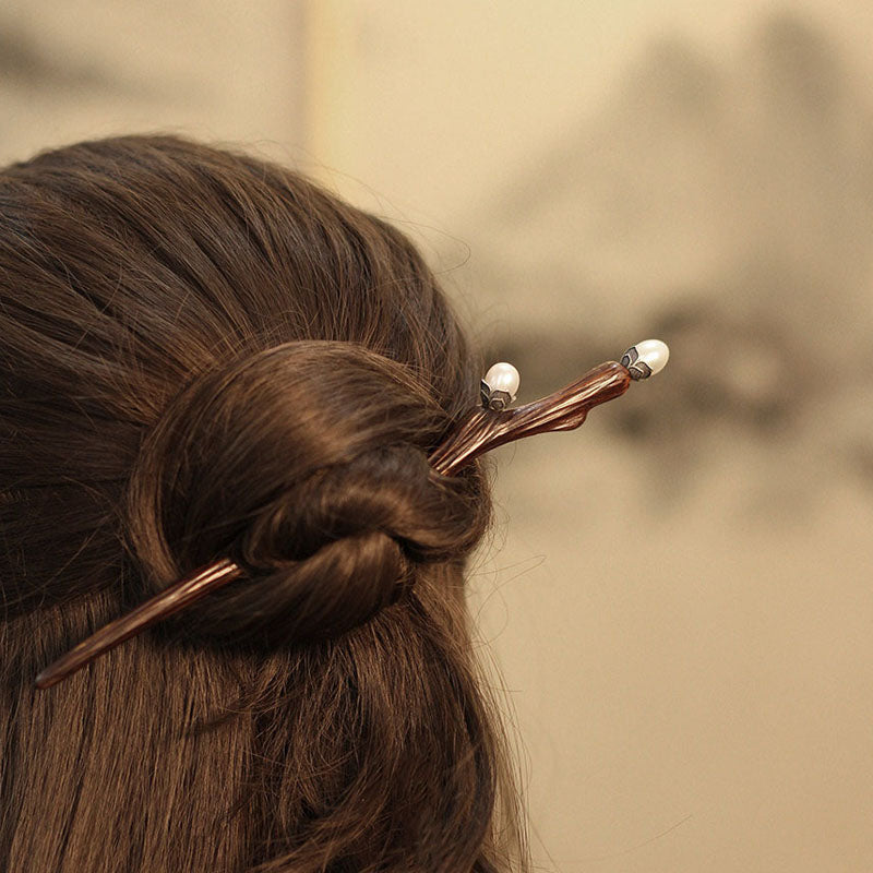 Double Pearl Branch Hair Stick