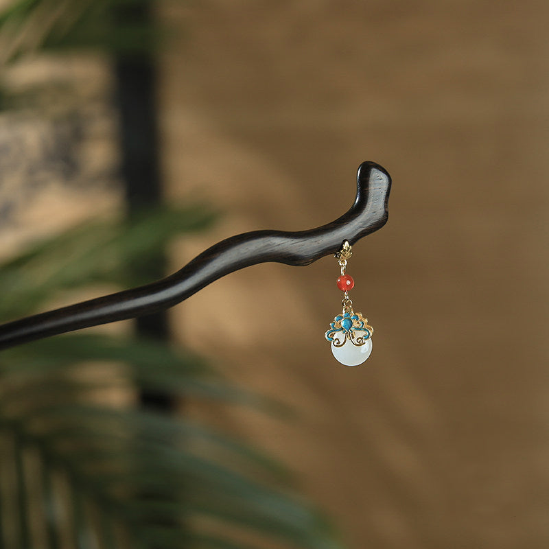 Ebony Oriental Dangle Hair Stick