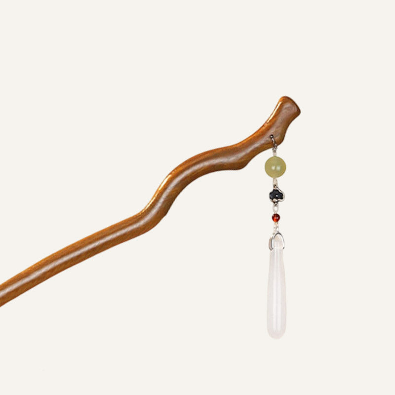 Green Sandalwood Flowing Arc Hair Stick