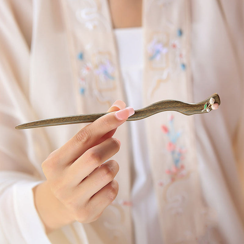 Tulip Branch Green Hair Stick