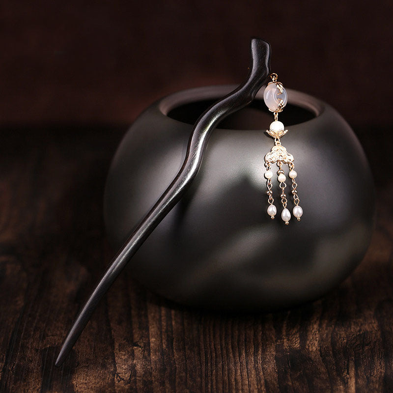 Agate Pearl Tassel Hair Stick