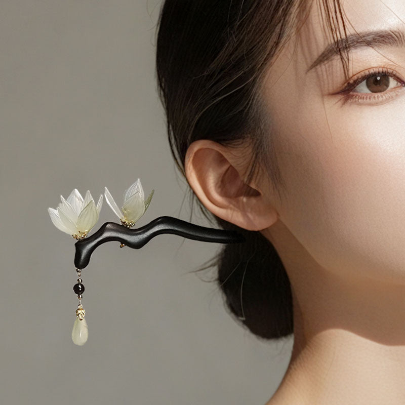 Lotus Shadow Ebony Hair Stick