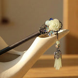 Rose Blossom Jade Drop Hair Stick