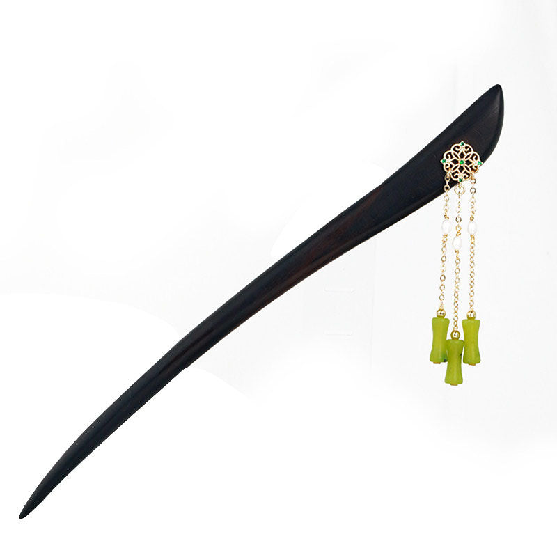 Olive Jade Pearl Hair Stick