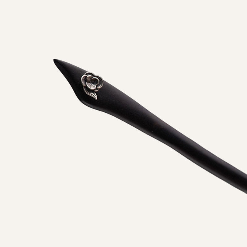 Rose Motif Ebony Hair Stick