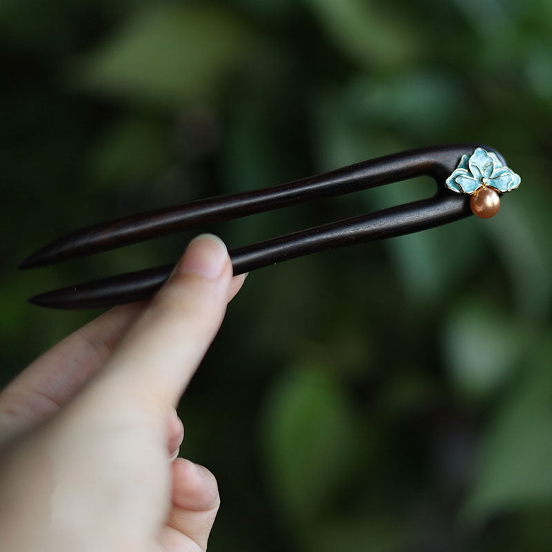 Lotus Enamel Bead Hair Stick