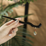 Ebony Oriental Dangle Hair Stick