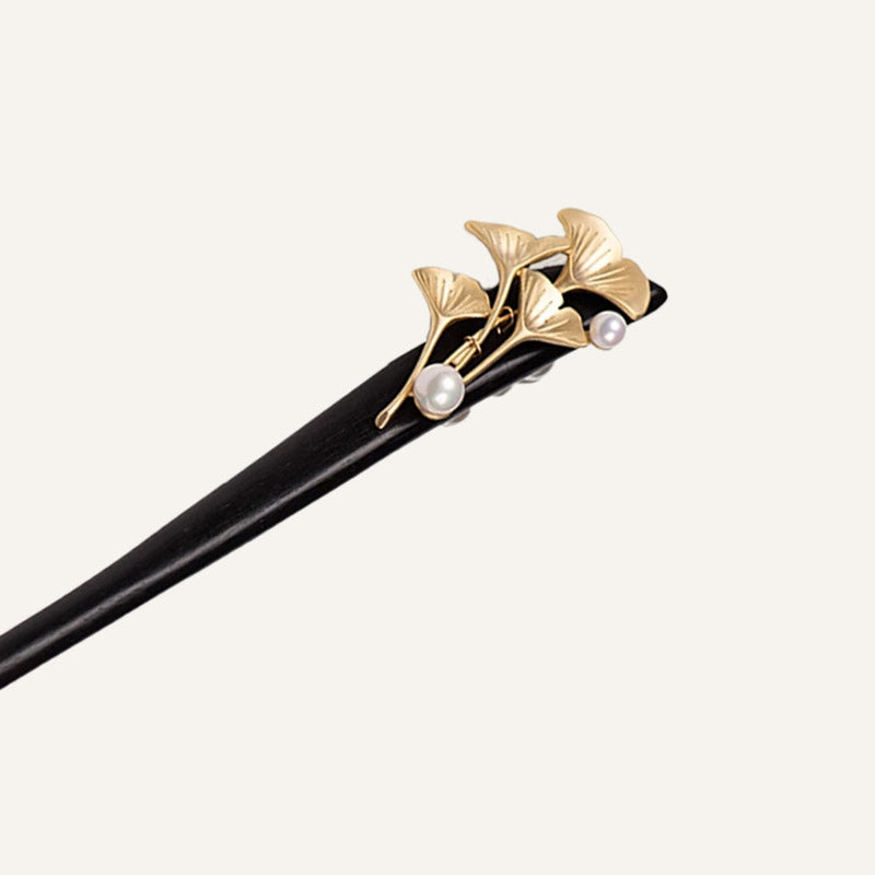 Ginkgo Pearl Ebony Hair Stick
