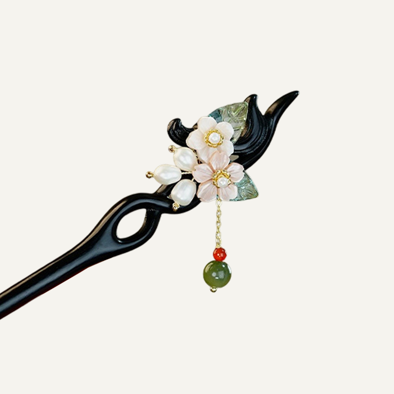 Glass Leaf Blossom Hairstick