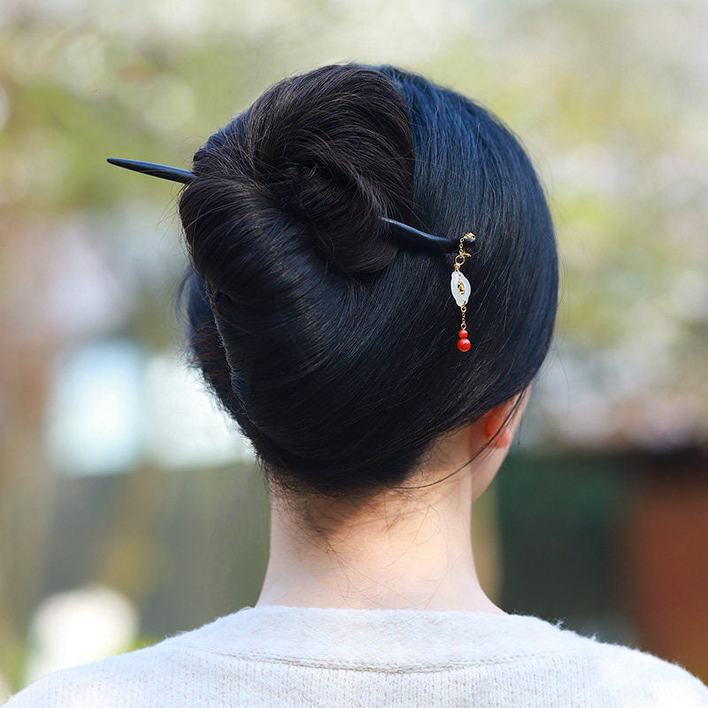 Ebony Red Agate Hair Stick