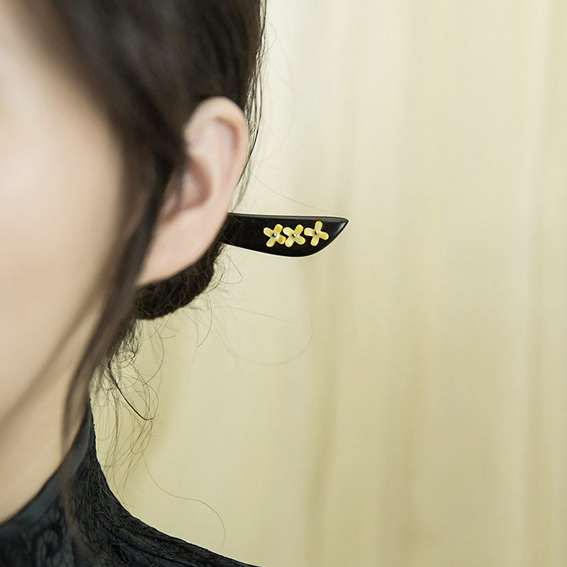Ebony Golden Osmanthus Hair Stick