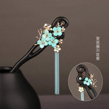 Aqua Petal Tassel Hair Stick