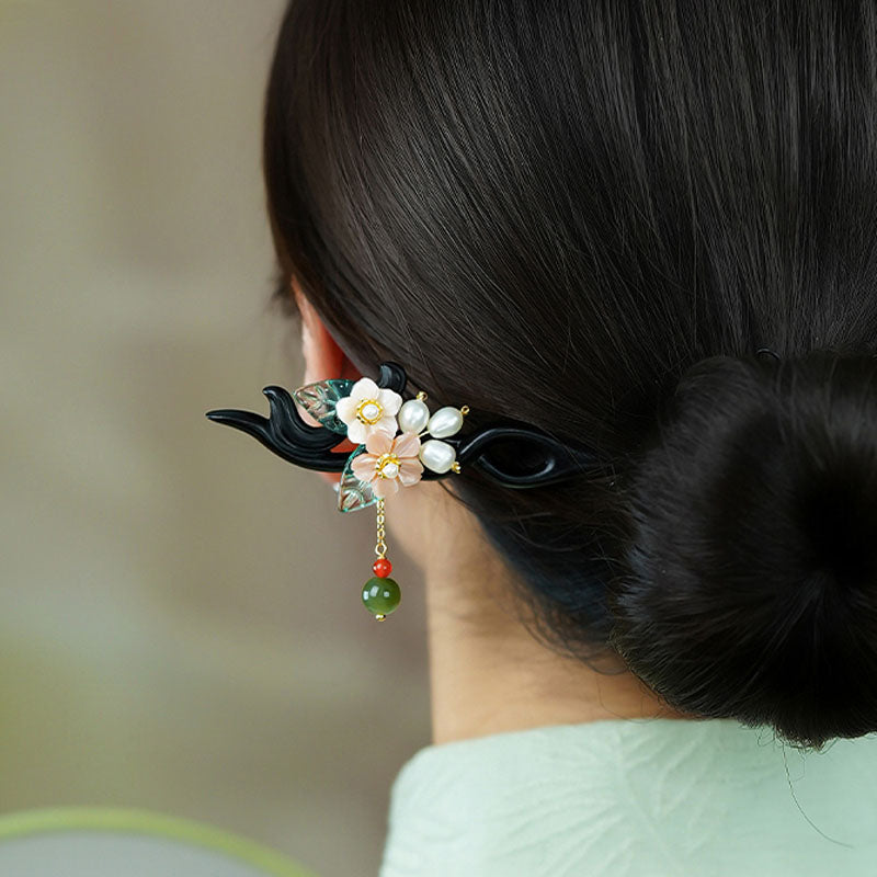 Glass Leaf Blossom Hairstick