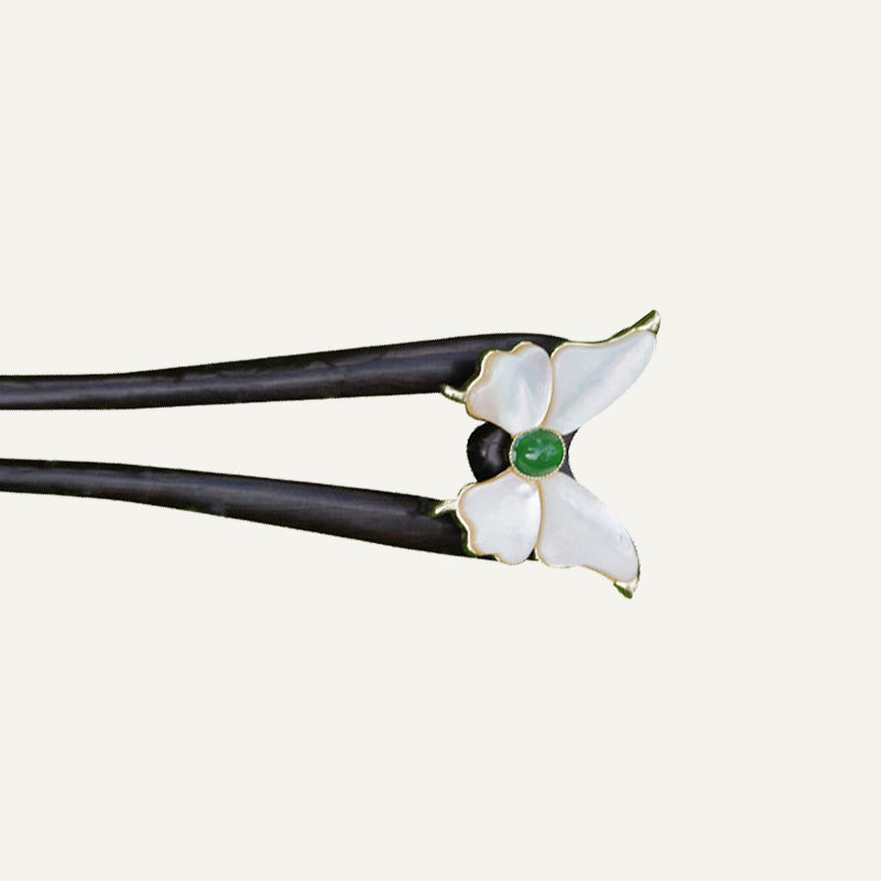 Green Jade Butterfly Hair Stick
