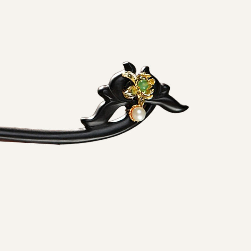 Ebony Lotus Petal Hair Stick